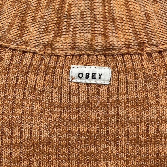 Obey Womens Long Sleeve Knit Cardigan Dress M V-Neck Button Front Rust Pink - Picture 7 of 9
